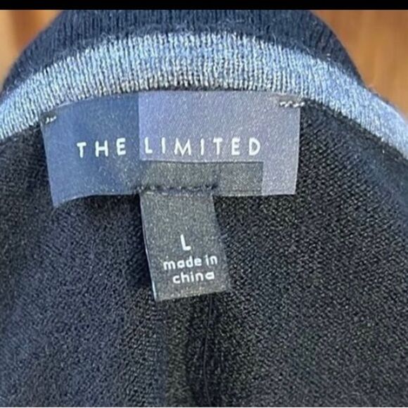 The Limited top career wool blend 3/4 sleeve black gray Large - Picture 2 of 8